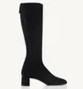 Elegante Winter-Markenstiefel für Damen, Karter, Wildleder, kniehoch, Schwarz, Blau, Wildleder, hoher Absatz, Chelsea-Stiefel, spitzer Zehenbereich, Lady Booties, Party, Hochzeitskleid, Box