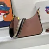 Boog crossbody tassen onderarm koppelingszakken messenger handtas tas lederen halve maan portefeuilles driehoek letter metalen ritsdragend hardware afneembare riem kleine portemonnee