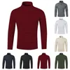 Pulls pour hommes Pull de couleur unie d'hiver avec un col haut et une chemise de base chaude Hommes S T-shirts