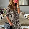 Casual Dresses Fashionabla Summer Women's Shirt Dress Casual Pattern Printed Line Dress Women's Long Sleeve Bohemian Beach Dress 230407