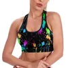 Yoga-outfit Neon verf sportbeha U-hals abstracte print zomer gewatteerde raceback crop bh's dans push-up top voor meisjes