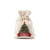 Christmas Decorations 1PC 2023 Year Candy Bag Santa Claus Drawstring Canvas Sack Tableware Rustic Vintage Stockings Gift