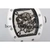 Superclone Wheel Wheel Watch Richa Milles Wristwatch RM055 Biała ceramiczna automatyczna mechaniczna mechaniczna przezroczysta zegarek z włókna węglowego738 Montres de Luxe
