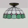 Plafondverlichting Modern Tiffany Rond Mediterraan Groen Glas Licht Voor Woonkamer Slaapkamer Thuis 12-inch Luxe LED