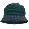 Wide Brim Hats Womens 1920s Flappers Vintage Style Tartan Plaid Wool Blend Cloche Bucket A501