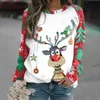 Женские свитера 2022, элегантные рождественские топы в стиле ретро, свитер с круглым вырезом, осень-зима, женские повседневные длинные пуловеры с принтом животных, футболкаL231107