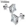 Stud TTVOVO Authentic 925 Sterling Cubic Zirconia CZ Stud Earrings for Women Men Wedding Bridal Earring Brincos S925-Sterling-Jewelry YQ231107