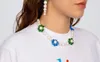 Chaînes Perles baroques naturelles Colliers de fleurs tissées Collier de perles de pierre colorée pour femmes Bijoux faits à la main exquis