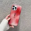 Cas de téléphone de concepteur pour iPhone 13 Pro Max 12 XR Créateurs de mode Femmes Couverture d'impression de couleur dégradée Étui de protection de coque mobile de luxe