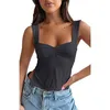 Dames Tanktop Camis Dames Nauw aansluitend Basic Y2K Tanktops T-shirt Effen Kleur Geplooid Mouwloos Vest Informeel Strappy Sexy Vintage Trendy