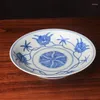 Decorative Figurines Chinese Ming Chenghua Blue And White Porcelain Okra Pattern Plate 7.32 Inch