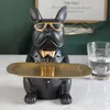 Objets décoratifs Figurines Résine Bouledogue Art Sculpture Cool Chien Décoratif Dessin Plateau De Rangement Banque De Pièces Entrée Clé Snack Rack Art Moderne Nordique 230406