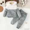 Zestawy odzieży LAPA 18M-6y Boys Casual Suit Kids Flannel Contrast Kolor Długie rękawie Top+Spodnie 2pc