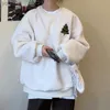 メンズフーディーズスウェットシャツ秋の冬カジュアルカジュアルサイズのふわふわのフーディー女性クリスマスツリー雪だるま刺繍フリースプルオーバースウェットシャツをマッチするBagl231107