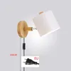 Wandlamp Scandinavisch modern E27 LED met schakelaar en EU US-stekker Verstelbare houten schansen Licht binnen Home Decor nachtkastje Slaapkamer