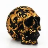 Dekorativa föremål Figurer Harts Tillverkad svart Skull Head Gold Carving Halloween Party Decoration Skull Sculpture Decoration Home Decoration 230406