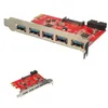 Freeshipping Card 5 Ports PCI-E USB 30 HUB 20 PIN 15PIN SATA Adapter Red MHFLS