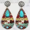Stud -oorbellen Cactus Turquoise Charm Lederen Drop Gift voor Cowgirl Zink Alloy Studs Boheemse stijl 2023 Westerse sieraden Groothandel