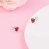 Stud Valentines Day New 925 Sterling Silver Red Heart Stud Earrings for Women Original Jewelry Wedding Ear Brincos Free Shipping YQ231107