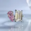 Anelli a grappolo Prezioso anello con diamante rosa Vera fede nuziale in argento sterling 925 per donna Uomo Regalo di gioielli di fidanzamento