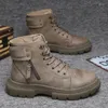 Stiefel COZOK Zipper Männer Leder Knöchel Casual Männliche Schuhe Herbst Winter High Top Outdoor Werkzeug Motorrad Mode Designer Luxus