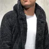남자 재킷 코트 푹신한 양털 두꺼운 따뜻한 윈드 브레이커 재킷 긴 슬리브 후드 코트 봉제 단추 폐쇄 따뜻한 남자 코트 겉옷 231107