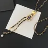 Collier de créateur de luxe pendentif ras du cou marque lettre pendentifs 18 carats plaqué or argent cuivre cristal femmes mariage bijoux de Noël