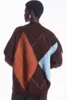 Women's Knits Runway Fashion V-Neck Diamond Pattern Wool Oversize Style Cardigan Brown Loose 2023 Autumn Plaid Single Breasted Sweater