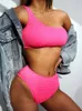 Yüzme Giyim Riseado Seksi Bikini Mayo Kadın Doku Mayo Bir Omuz Yaz Bikini Mayo 230406