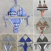 Swim Designer Youth Girl Mini Brazilian Suit Push Up Letter Bikini مجموعة Thongs سيدة مثيرة الدانتيل الشاطئ بدلة الاستحمام بني بيكويني