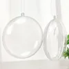 Party Decoration 5Pcs Oblate Shape Clear Plastic Ornament 3.5 Inch Christmas Fillable Hanging Flat Balls Bauble DIY Craft Xmas Tree Decor