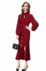 Women's Runway Dresses Stand Collar Long Sleeves Sexy Keyhole Rivet Knitted Fashion Designer Mid Vestidos