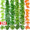 Fleurs décoratives 200CM Plantes Artificielles Rotin Creeper Feuille Verte Ivy Vigne DIY Suspendus Guirlande Feuillage Faux Feuilles Pour La Maison De Mariage Décor