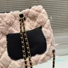 2024- Luxe Designer Klassieke Nieuwe Twin Emmer Tas Franse Merk Diamant Patroon Schouder Winter Lam Fluwelen Schouder Mode Dames Hoge kwaliteit Rugzak