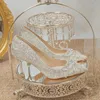 Dress Shoes Luxurious Crystal-fringed Bridal For Women With Pointy Toes Pump Gloss In Rhinestone Stilettos