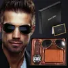 Wristwatches Bag Watch Set Cool Men's Quartz Leather Cards Holder Universal Sunglasses For Men Exquisite Gift With BoxWristwatches Bert2