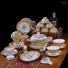 Conjuntos de vajilla Jingdezhen, juego de platos de cerámica, vajilla china, tazón para el hogar, cuchara, combinación de arroz, plato de verduras, sopa