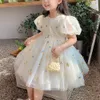 Girl s Dresses Kids Girls 2023 Summer Bow Princess Children Solid color Clothing Baby Wedding Party 230407