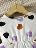 Kleidungssets Mode Baby süßes Herz bedrucktes Langarmshirt und einfarbige Hose Kopftuch Babykleidung Frühling und Herbst