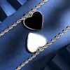 Light Luxury Fashion Women Extended Silver Necklace Heart Shaped Black and White Disk Smooth Chassis Pendant Lady Design Jewelry High Quality Copper Charm Necklace