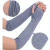 Fingerless Gloves ERaBLe Womens 40cm Length Sleeve With Thumb Hole