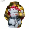 Sweats à capuche pour hommes Sweatshirts Noël Bonhomme de neige Modèle Sweat à capuche décontracté Femme Printemps et automne Tendance All-Match Streetwear 3D Imprimé Surdimensionné Lâche SweatshirL231107