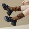 Kadınlar Çoraplar Uzun Yumuşak Pamuklu Kore Katı Yün Çoraplar Kalın Sıcak Diz Yüksek Sonbahar Yünlü Çorap