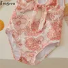 s Tregren Kleinkind Baby Mädchen Bademode Sommer Ärmellos Floral Shell Print Hohl Badeanzug Schwimmbad Frühling Badeanzug 230407