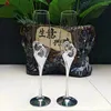 Wine Glasses 2Pcs Wedding Champagne Toasting Flute Glass Set With Rhinestone Crystal Rimmed Hearts Decor Drink Goblet Cup Drop