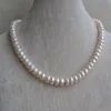 Genuine Pearl Jewellery 17inches White Color Real Freshwater Pearl Necklace 9 5-10 5mm Big Size Woman Jewelry3211