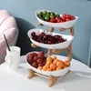 Placas de pratos mesa para servir utensílios de jantar de madeira particionada lanche bolo de doce stand tigela alimentos conjunto de frutas de mesa 230406