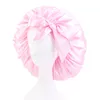 Stor satinhuvning Silky Night Sleep Caps For Women Bonnets Hårfolie med justerbara remmar Curly Braid Hair