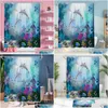 Shower Curtains 180X180Cm Polyester Waterproof Mildew Curtain Ocean Scenery Animal Dolphin Digital Printing Bathroom Cu Dhol4