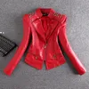 Kvinnor läder 2023 Spring Autumn Women Jacket Real Fur Slim Short Motorcycle Coat